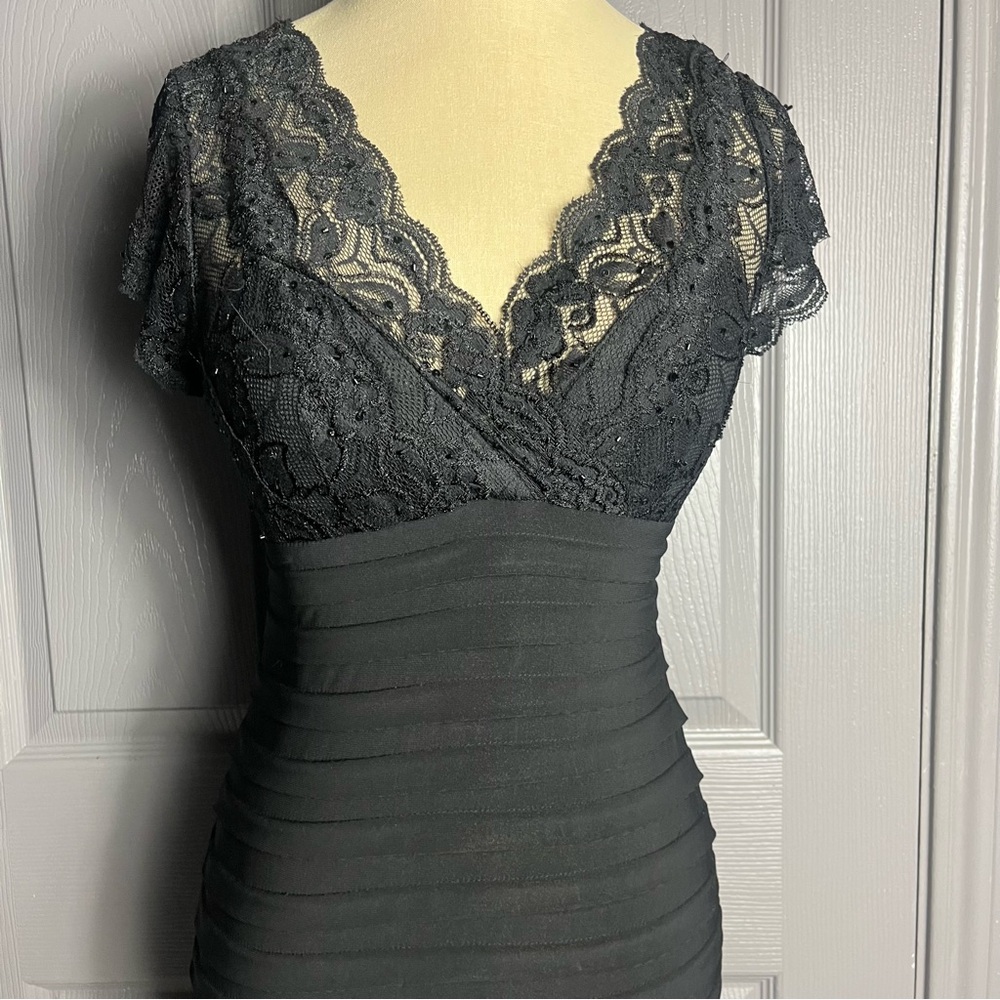 Wimsigoth Witchy Unique Lacey Black Long Dress